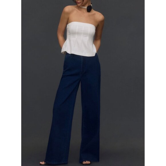 Maeve By Anthropologie Womens The Fontana Flared Tube Top Size L White - Picture 4 of 6